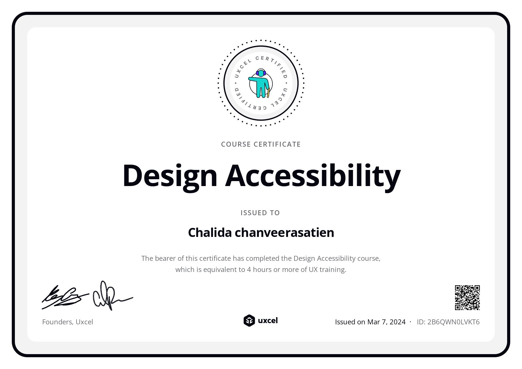 Chalida chanveerasatien's certificate